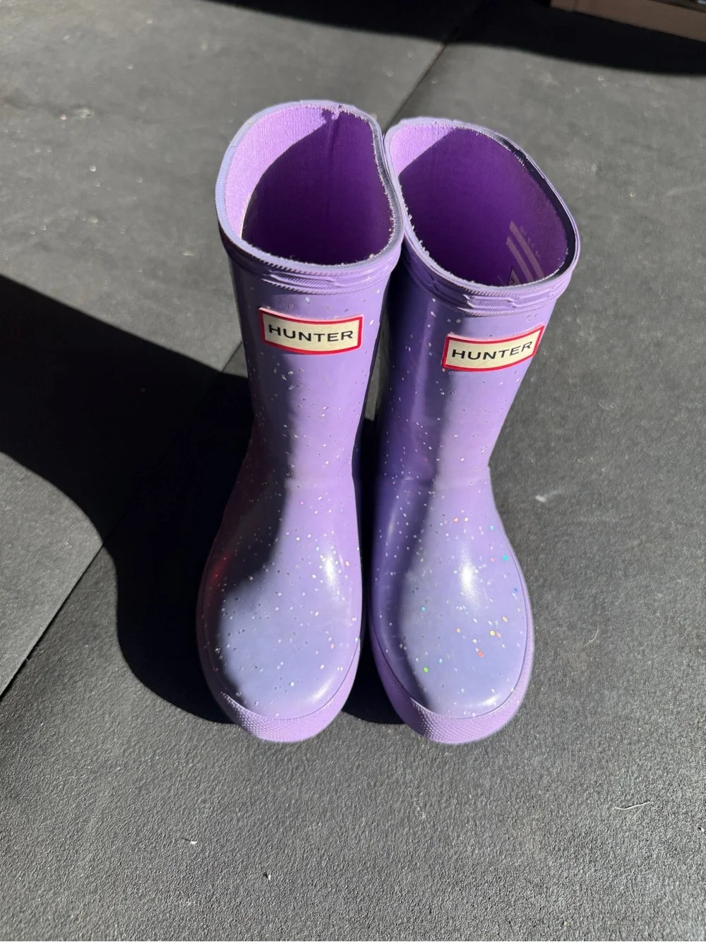 Hunter Kids Purple Glitter Rain Boots